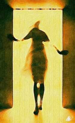 peinture femme de dos dans la lumi&egrave;re