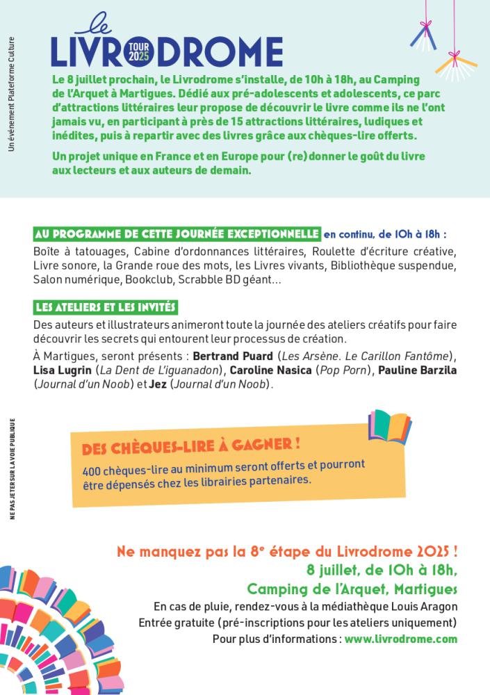 Livrodrome 8e étape 2025 verso Verso affiche de la 8e étape de la manifestation Livrodrome